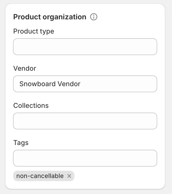 Tag section in product details